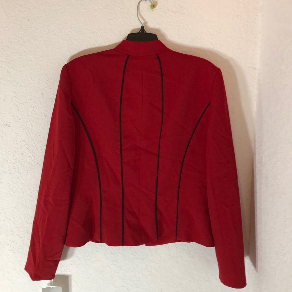 Kasper Women Crepe Zip Front Piped Trim Jacket - Picture 3 of 5